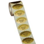 Etiketten in gold mit Aufdruck