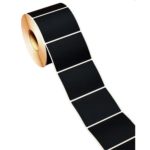 schwarze Etiketten 75x55 zum bedrucken mit einem Etikettendrucker