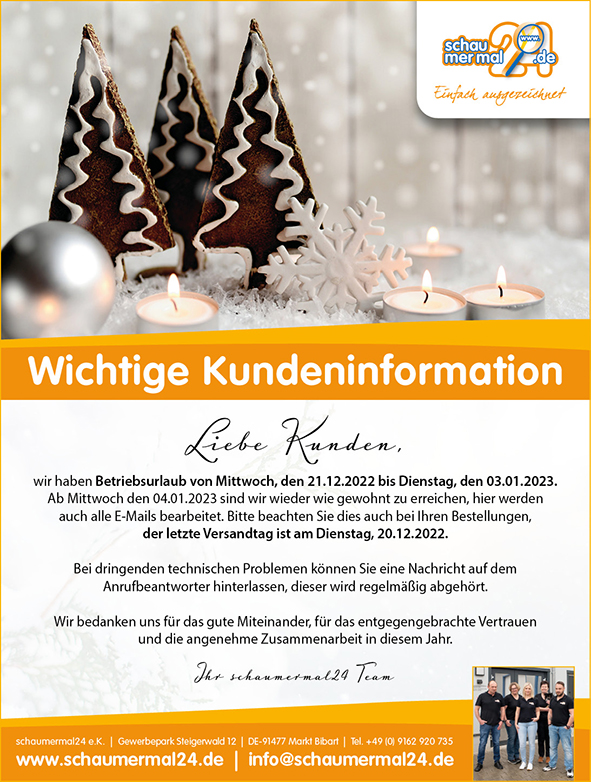 weihnacht 2022 Betriebsurlaub 2022