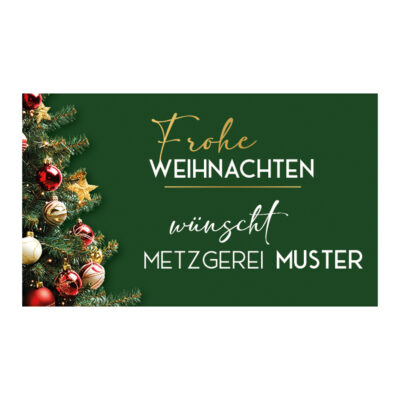 fertig bedruckte Weihnachtsetiketten - grün mit Tannenbaum